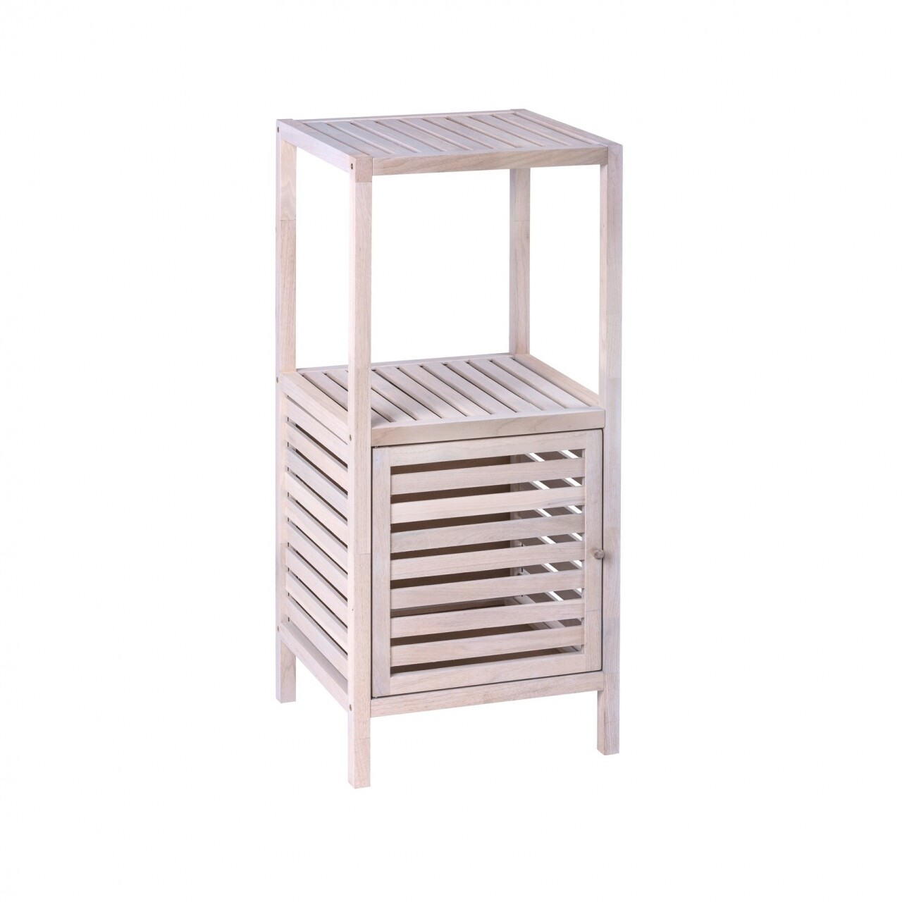 Etajera baie si hol Norway Natural White, Wenko, 3 rafturi, 39.5x86x35.5 cm,  lemn de nuc, natur - imagine 3